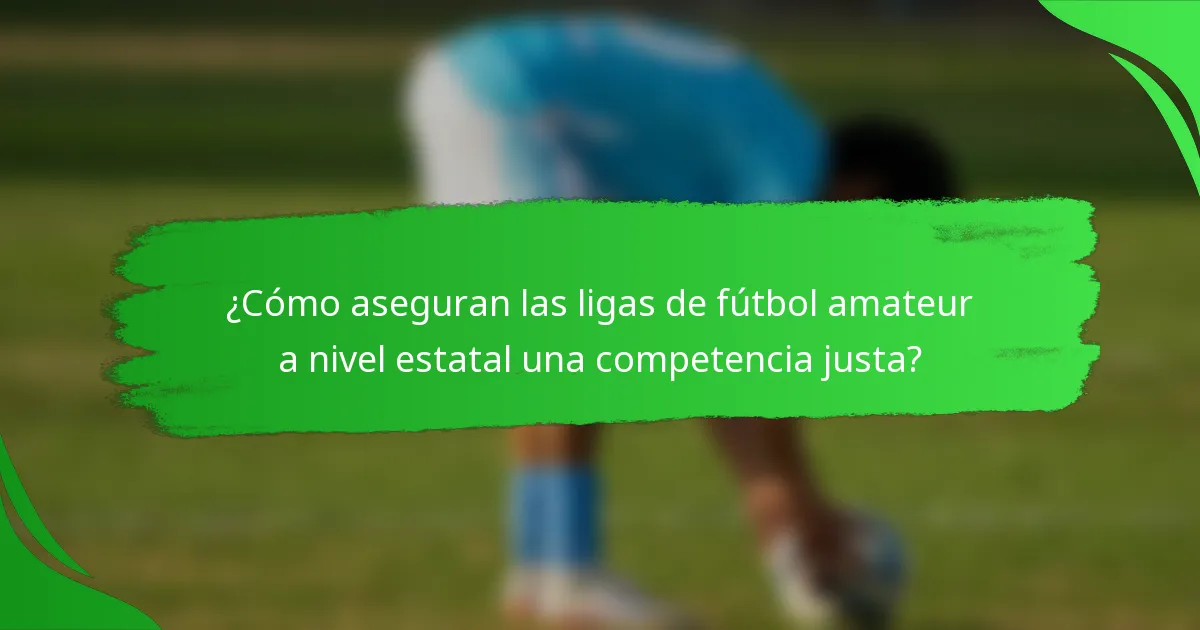 ¿Cómo aseguran las ligas de fútbol amateur a nivel estatal una competencia justa?