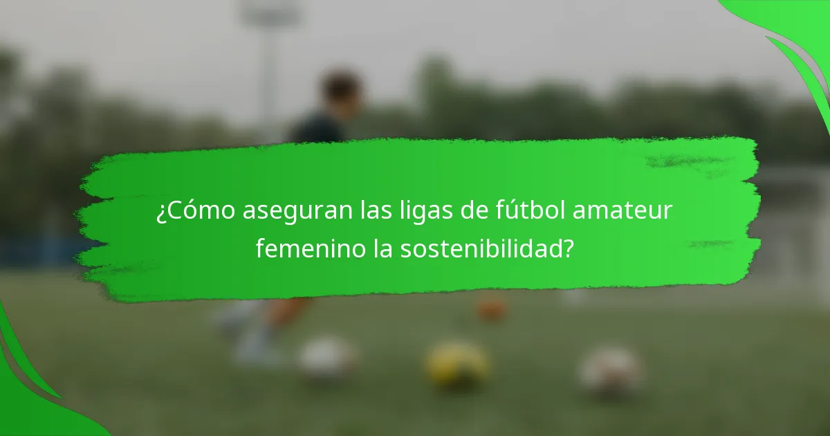 ¿Cómo aseguran las ligas de fútbol amateur femenino la sostenibilidad?