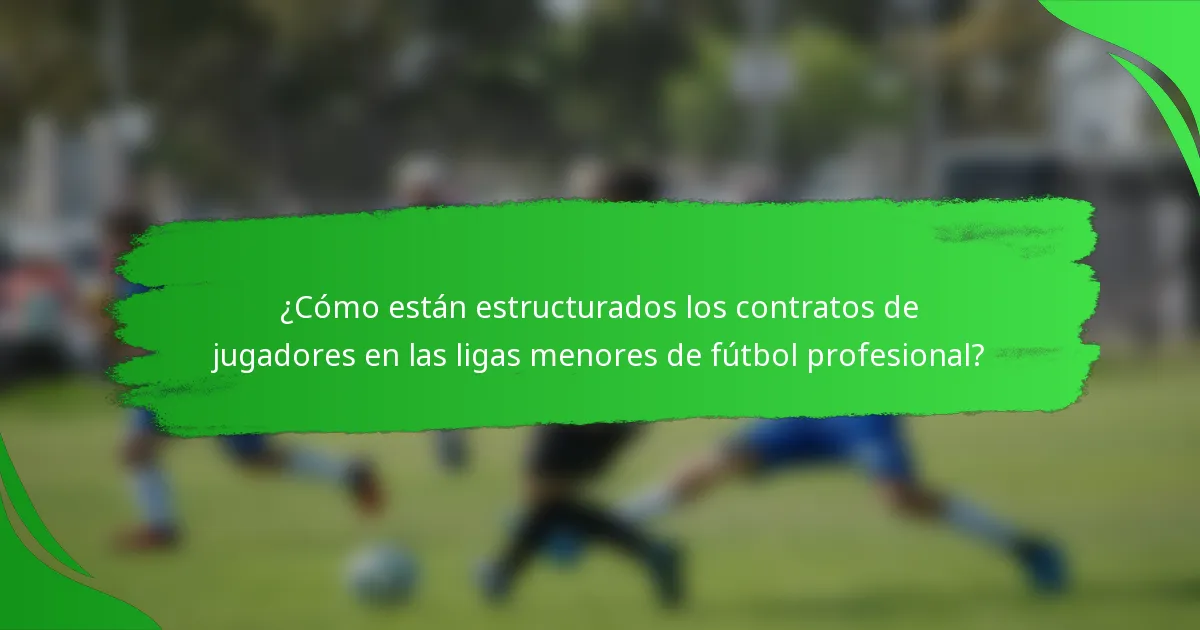 ¿Cómo están estructurados los contratos de jugadores en las ligas menores de fútbol profesional?