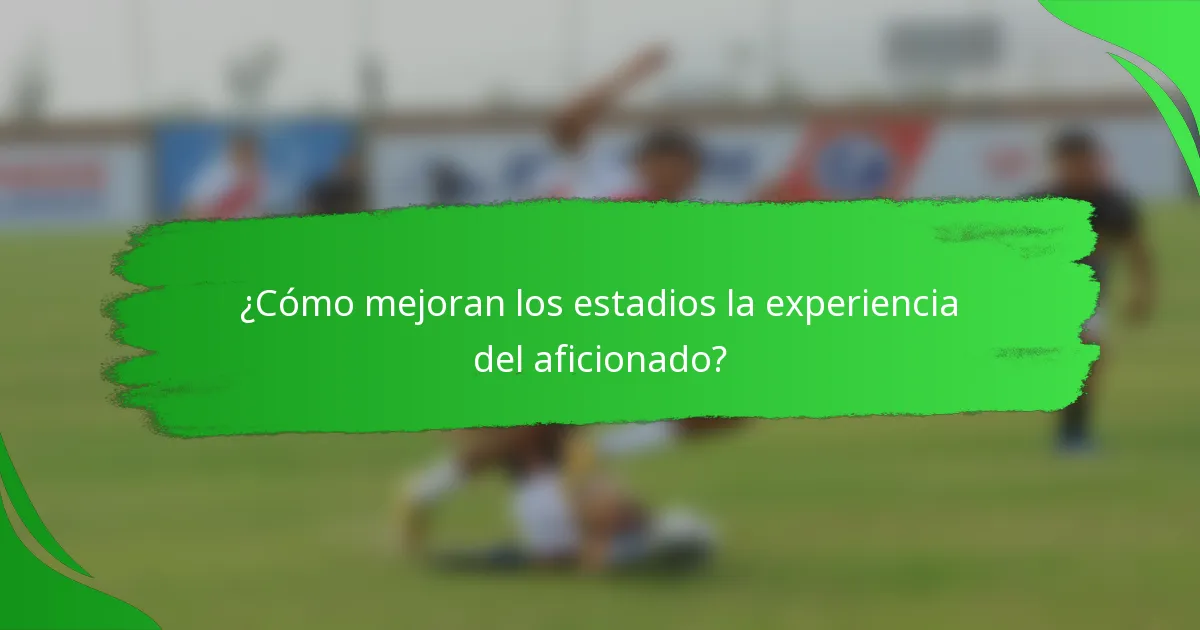 ¿Cómo mejoran los estadios la experiencia del aficionado?