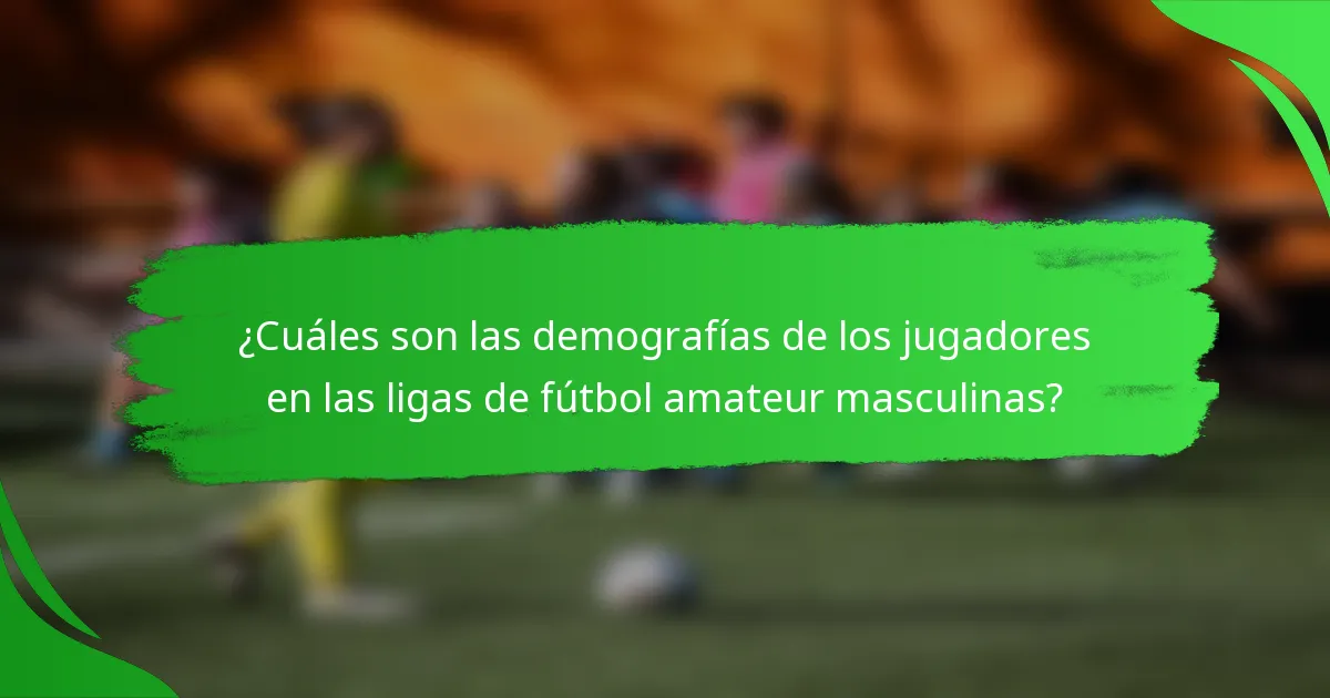 ¿Cuáles son las demografías de los jugadores en las ligas de fútbol amateur masculinas?