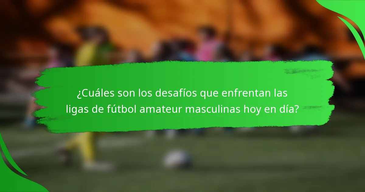 ¿Cuáles son los desafíos que enfrentan las ligas de fútbol amateur masculinas hoy en día?
