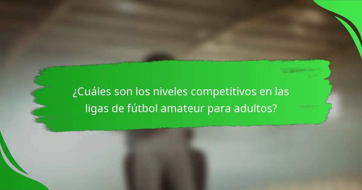 ¿Cuáles son los niveles competitivos en las ligas de fútbol amateur para adultos?