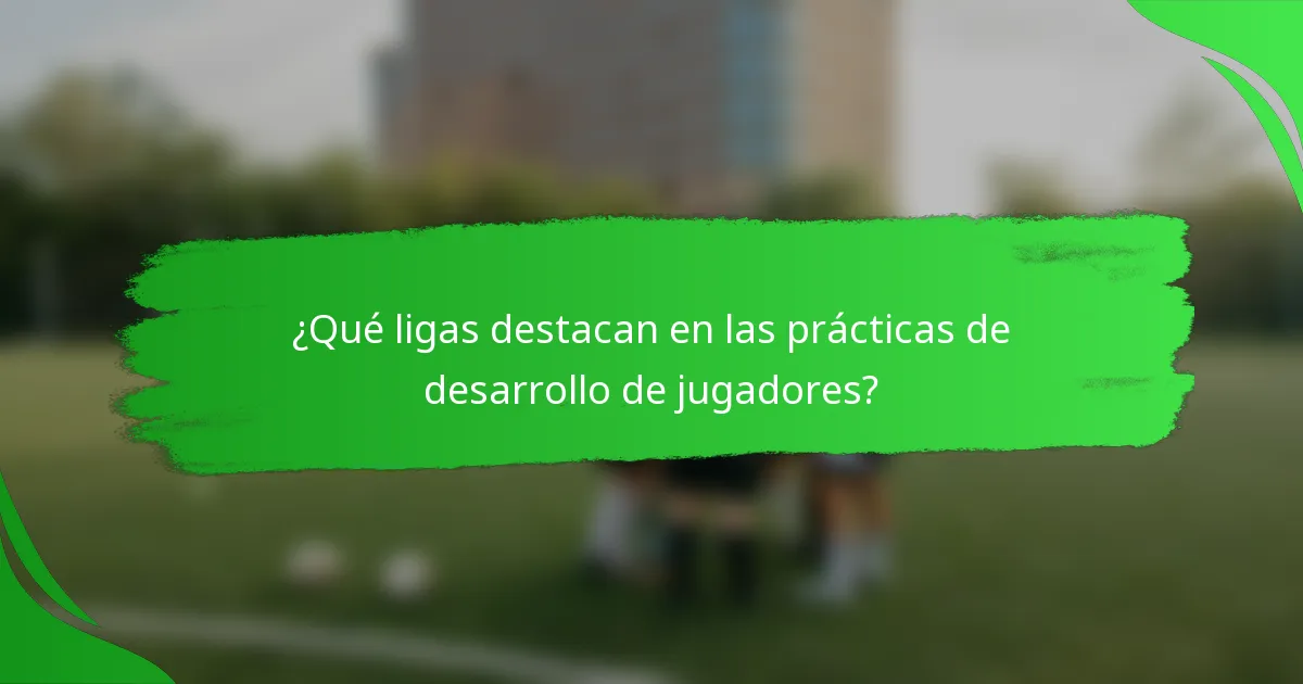 ¿Qué ligas destacan en las prácticas de desarrollo de jugadores?